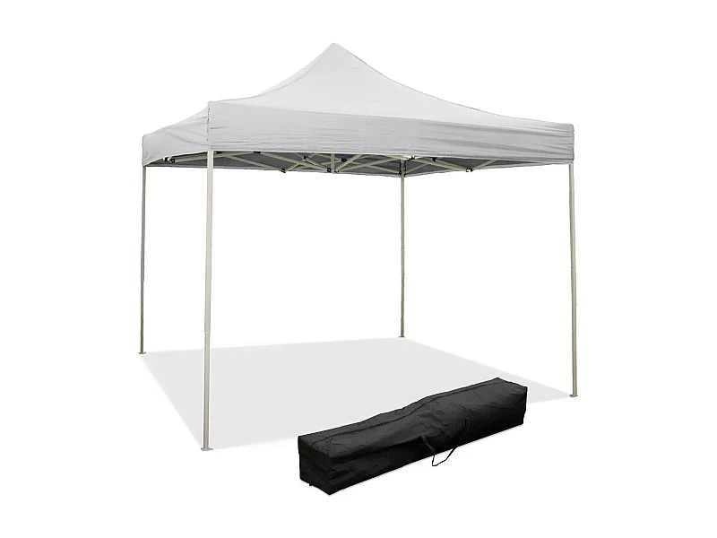 Gazebo pliant blanc 3x3 m recouvert de PVC imperméable