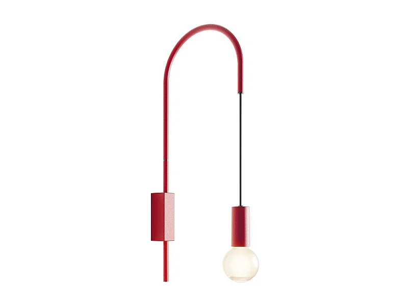 Zafferano - Lámpara de pared Filo, giratoria 200°, metal pintado, bombilla E27 máx. 60 W incluida, altura 61 cm - Rojo