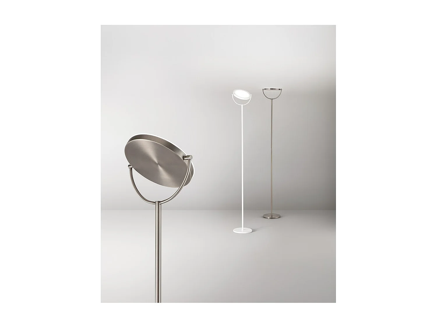 Plato - 30W ściemnialna lampa podłogowa LED, 3000K, 2968lm, wys. 190 cm, włącznik/wyłącznik nożny - Perenz - biała