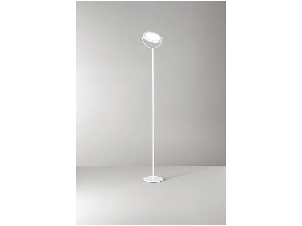 Plato - 30W dæmpbar LED-gulvlampe, 3000K, 2968 lm, H190 cm, tænd/sluk-pedal - Perenz - Hvid