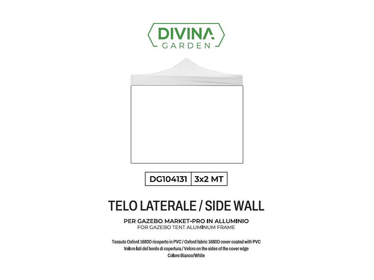 3x2m witte waterdichte zijkap, vervanging voor Market-Pro opvouwbare gazebo