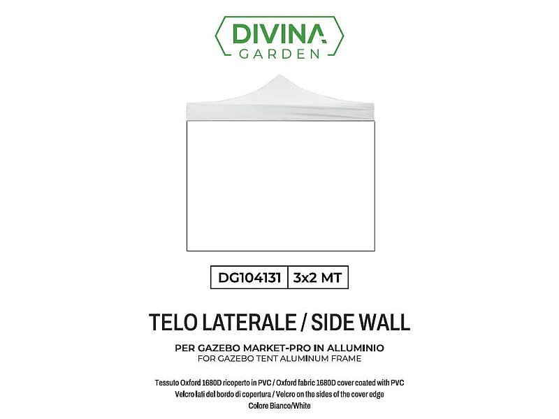 3x2m white waterproof side cover, replacement for Market-Pro folding gazebo
