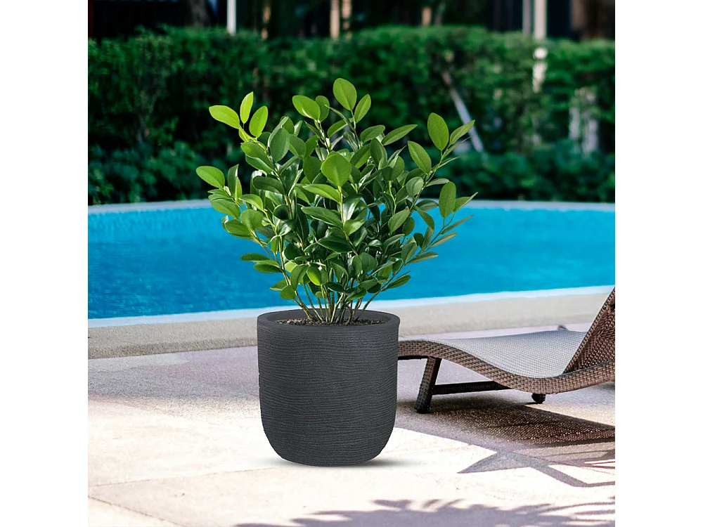 Vase cylindrique en résine Raffaello Grigio 35x34cm pour plantes d'intérieur et d'extérieur