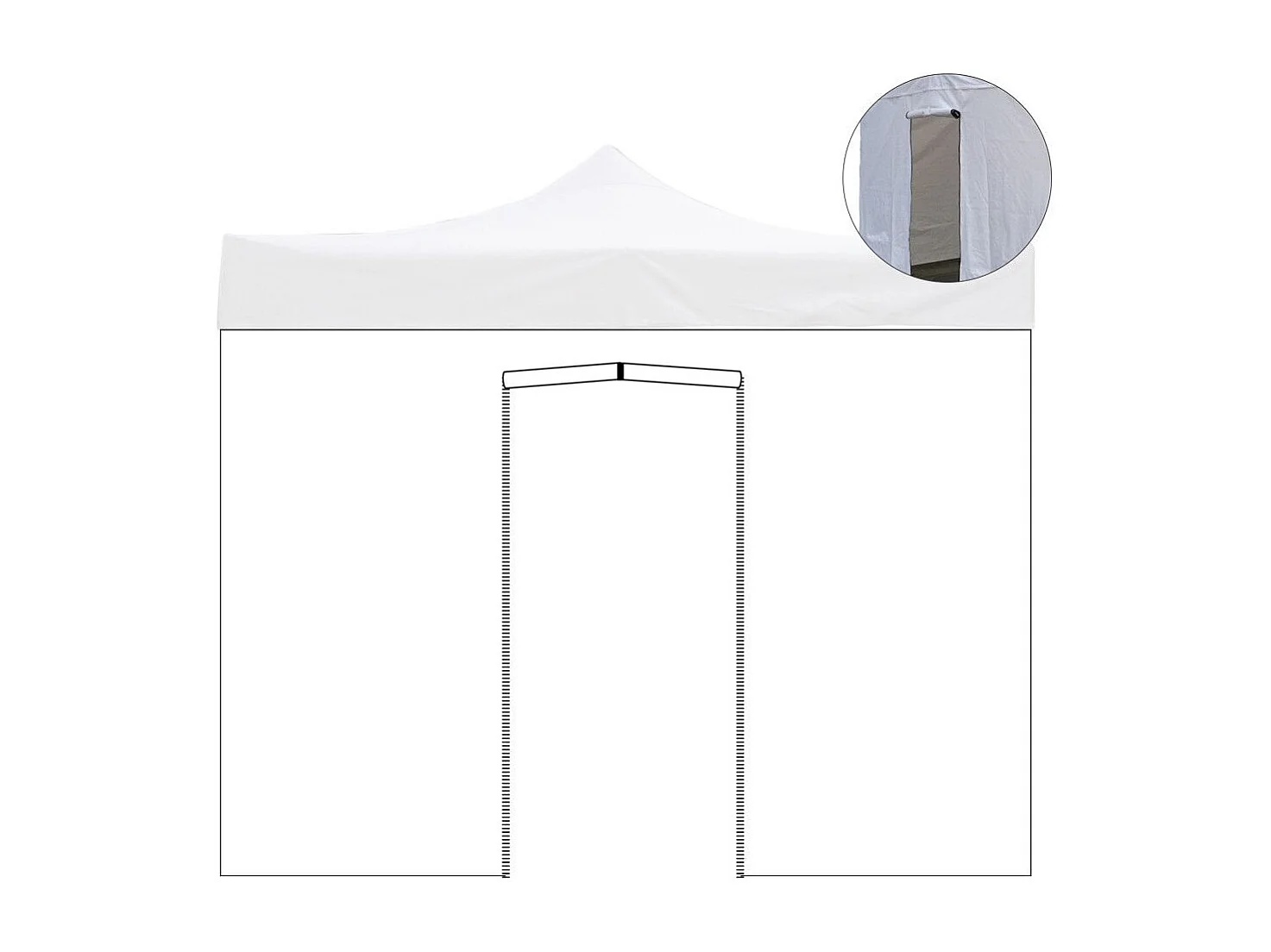 3x2m witte waterdichte zijbekleding met oprolbare deur voor Market-Pro vouwtent