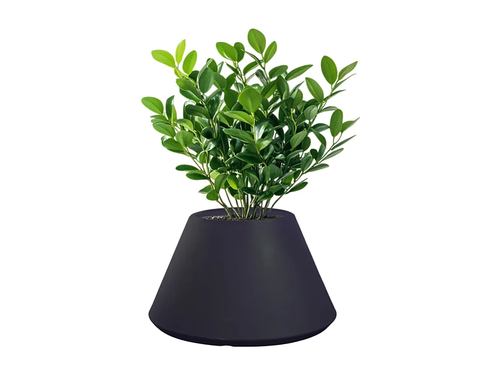 Pot de fleurs conique rond en résine anthracite Stromboli pour plantes d'intérieur et d'extérieur, 60x35 cm