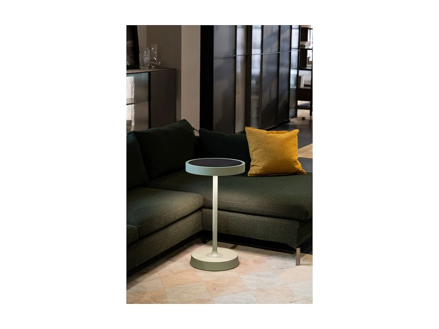 Barbell Solar RF - lampa podłogowa LED z akumulatorem solarnym 65W - Lampa podłogowa zewnętrzna, 3 wysokości: 156-113-70 cm, Sage