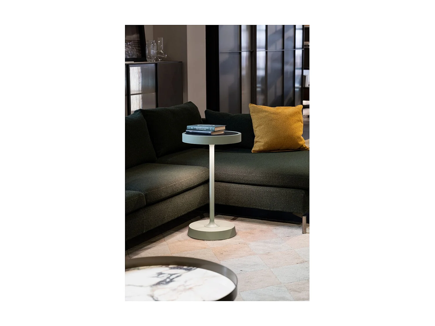 Barbell Solar RF - lampa podłogowa LED z akumulatorem solarnym 65W - Lampa podłogowa zewnętrzna, 3 wysokości: 156-113-70 cm, Sage