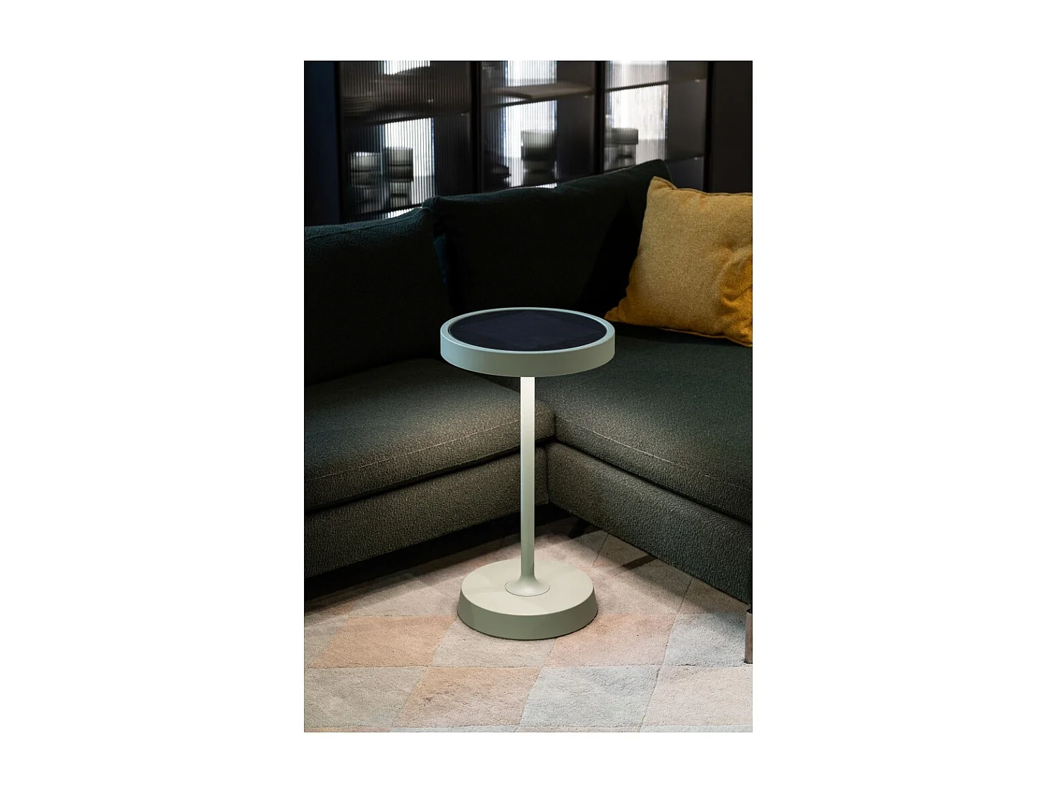 Barbell Solar RF - lampa podłogowa LED z akumulatorem solarnym 65W - Lampa podłogowa zewnętrzna, 3 wysokości: 156-113-70 cm, Sage