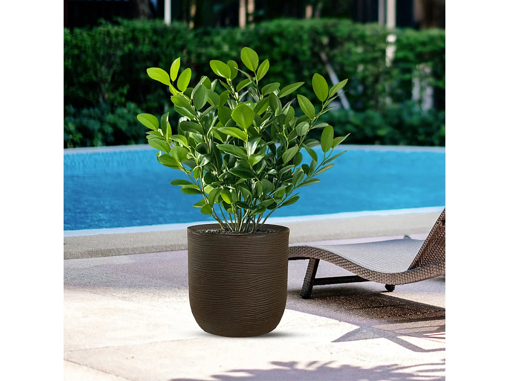 Vase cylindrique en résine Raffaello Marrone 35x34cm pour plantes d'intérieur et d'extérieur