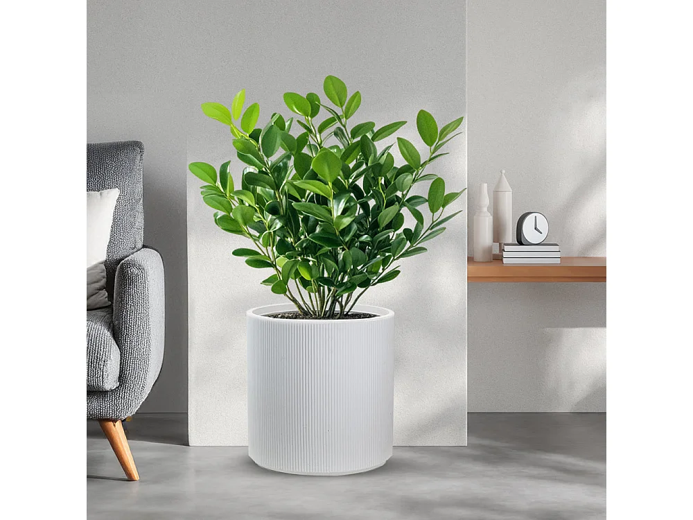 Vase cylindrique rond en résine pour plantes d'intérieur et d'extérieur, 36x35 cm, modèle Modigliani blanc