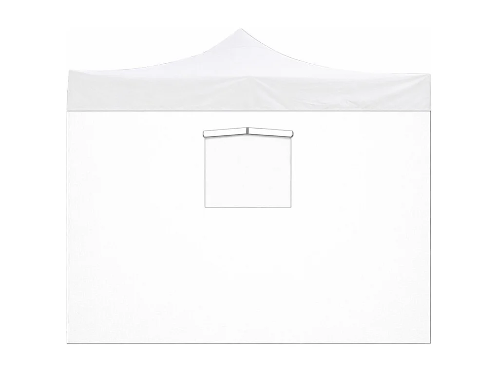 Waterdichte witte zijluifel van 3x2 meter met raam voor een uitschuifbaar tuinpaviljoen van 3x3 meter.