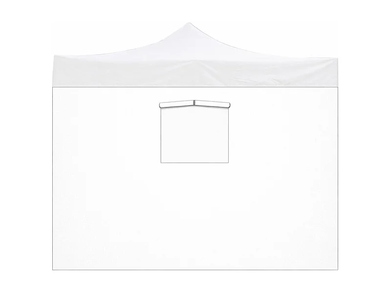 Waterdichte witte zijluifel van 3x2 meter met raam voor een uitschuifbaar tuinpaviljoen van 3x3 meter.