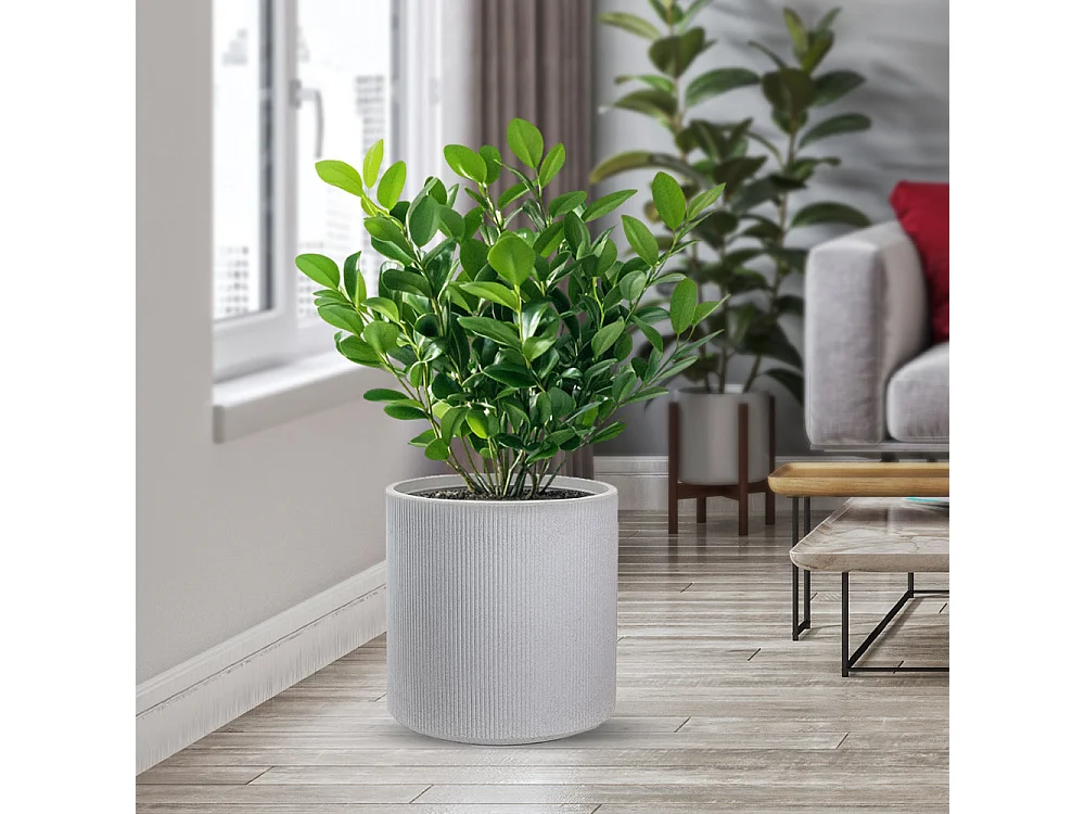 Vase cylindrique rond en résine pour plantes d'intérieur et d'extérieur, Modigliani Beige, 36x35 cm