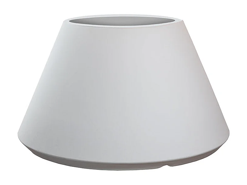 Vase Stromboli blanc en résine, forme conique ronde, pour plantes d'intérieur et d'extérieur, diamètre 60 cmxhauteur 35 cm.