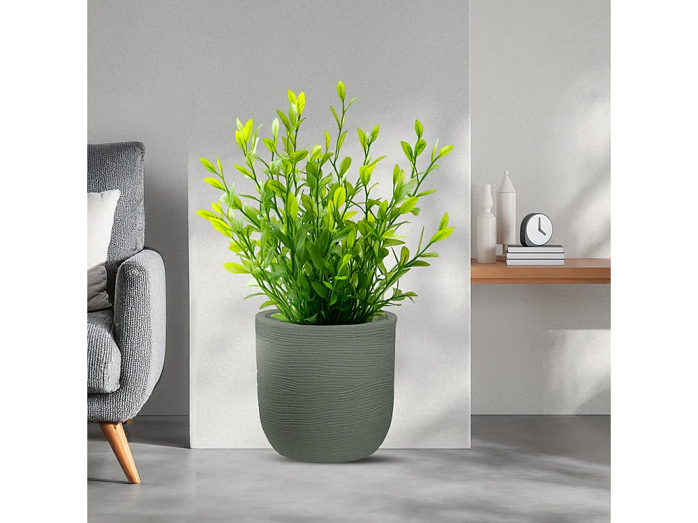 Vase cylindrique en résine Raffaello Verde 35x34cm pour plantes d'intérieur et d'extérieur