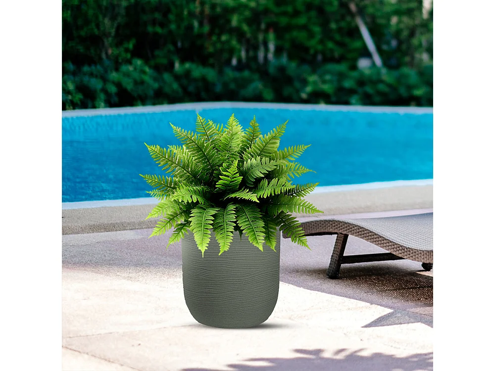 Vase cylindrique en résine Raffaello Verde 35x34cm pour plantes d'intérieur et d'extérieur