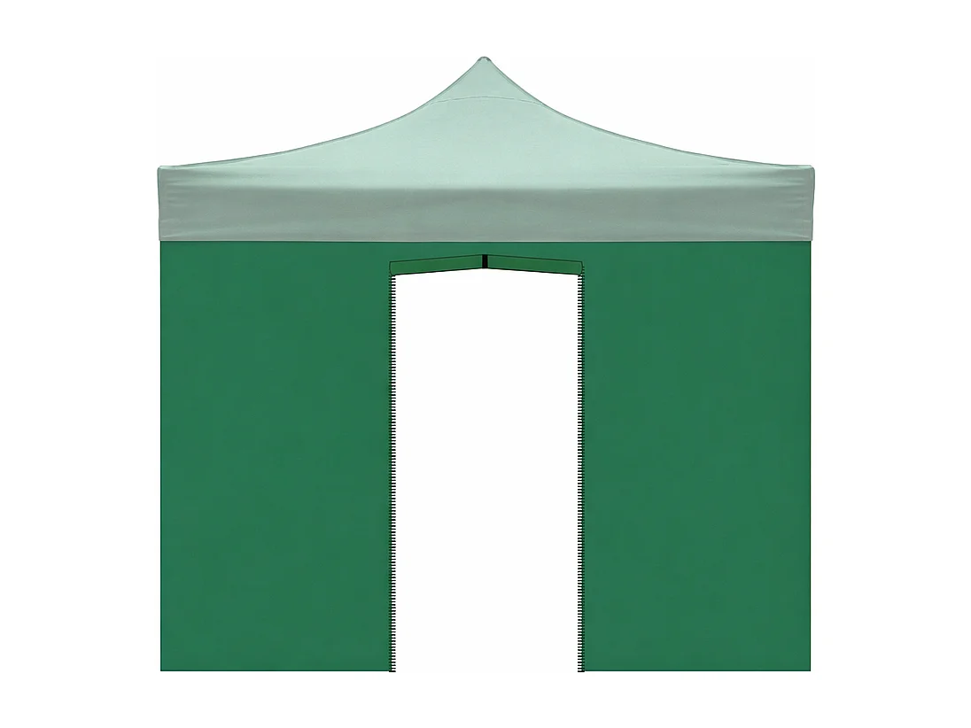 Groene, waterdichte zijluifel van 3x2 meter met oprolbare deur voor een opvouwbare partytent van 3x3 meter.