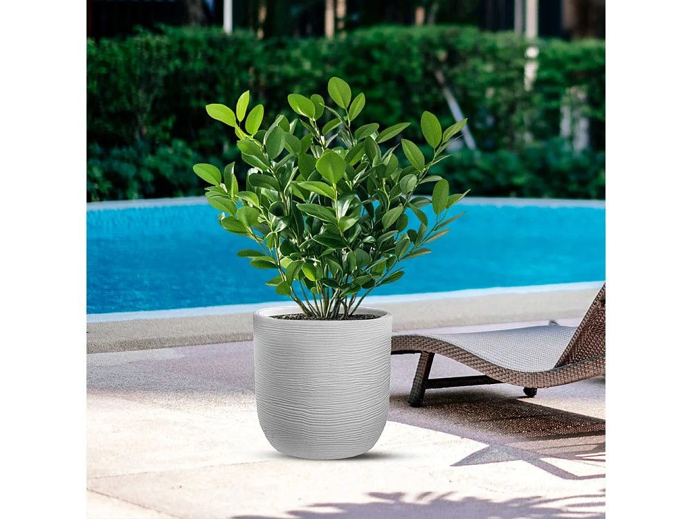 Vase cylindrique en résine Raffaello Bianco 35x34cm pour plantes d'intérieur et d'extérieur