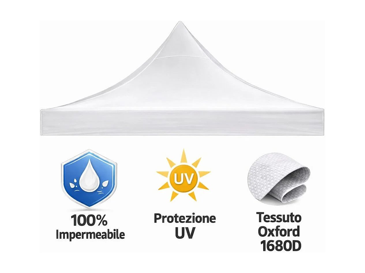 Professionele opvouwbare aluminium partytent met zeshoekige structuur, Market-Pro 3X3, wit, waterdicht