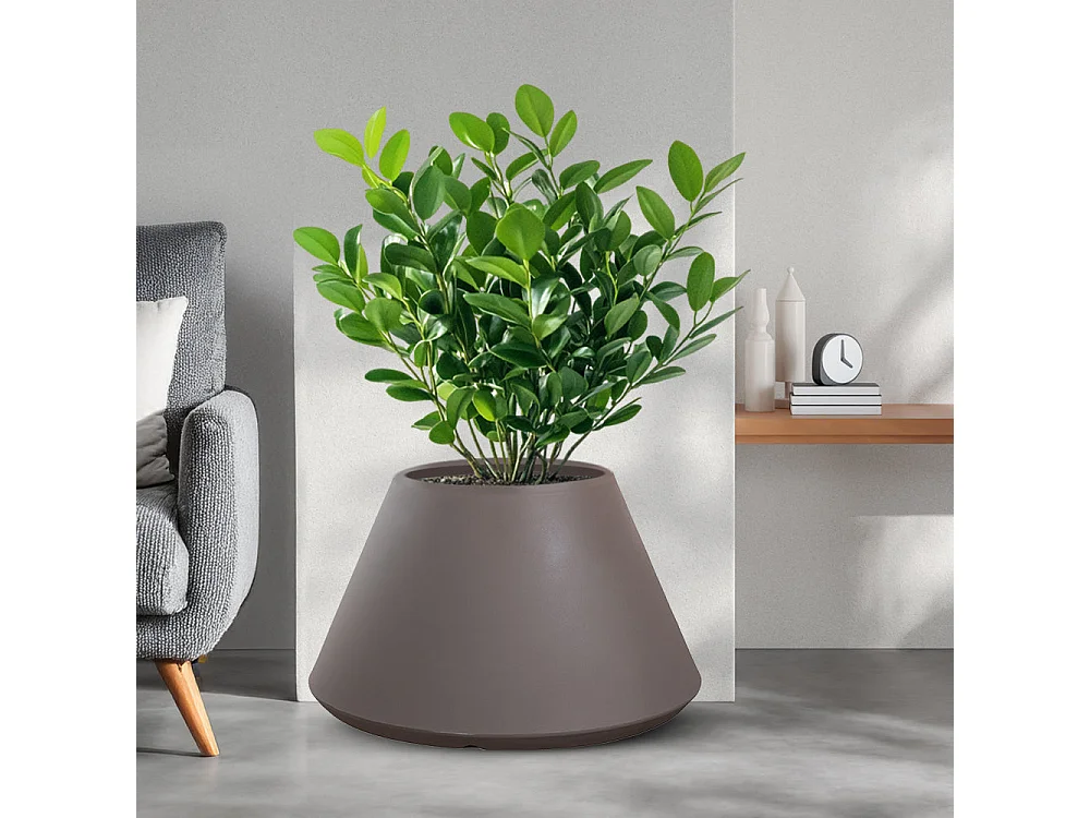 Vase Stromboli Dove Grey en résine, forme conique ronde, pour plantes d'intérieur et d'extérieur, diamètre 60 cmxhauteur 35 cm.