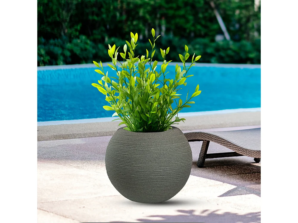 Vase sphérique en résine Botticelli Verde pour plantes d'intérieur et d'extérieur, 40x33 cm