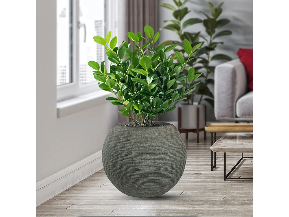 Vase sphérique en résine Botticelli Verde pour plantes d'intérieur et d'extérieur, 40x33 cm