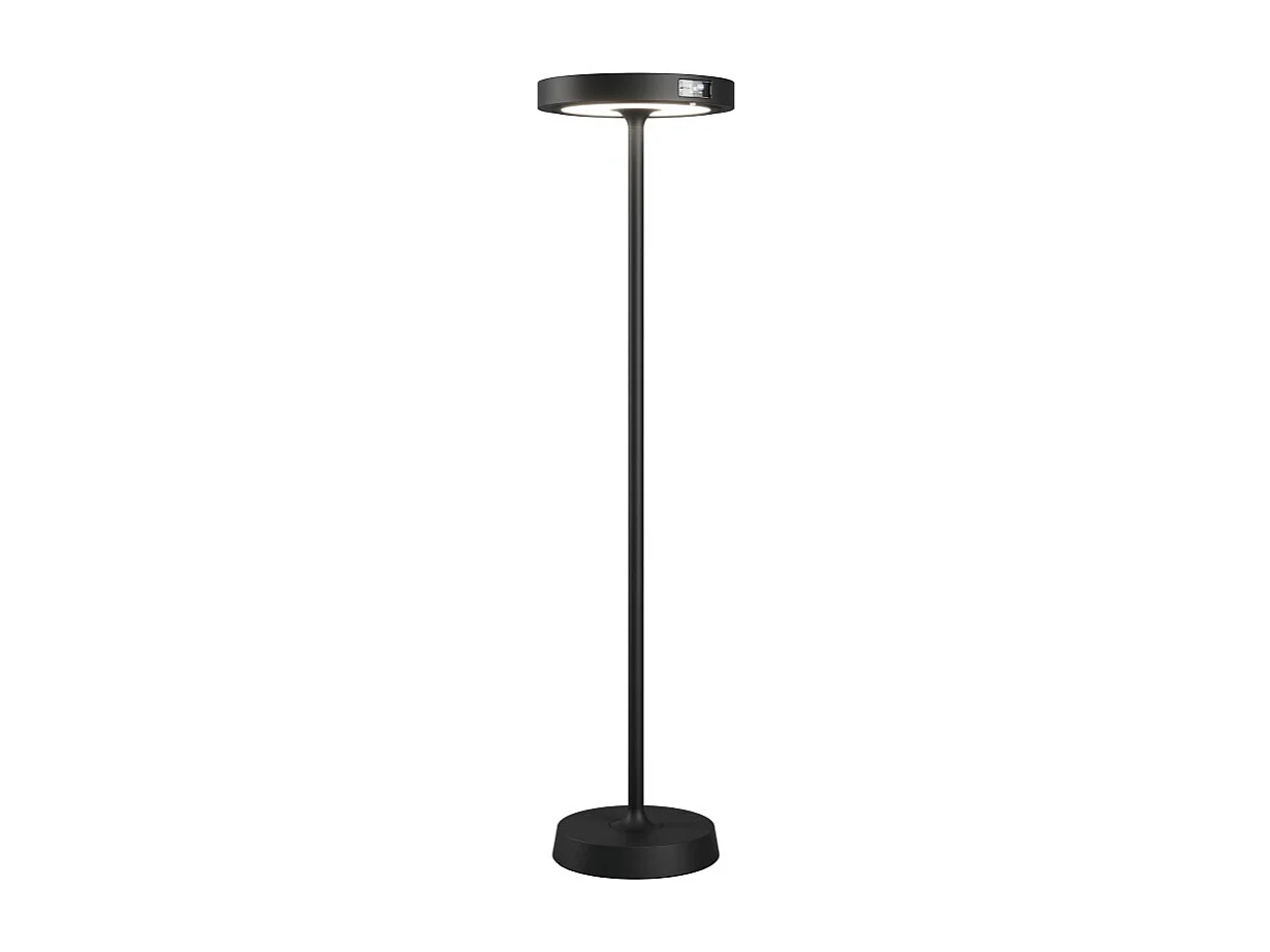 Barbell Solar RF - 65W Solar Genopladelig LED Gulvlampe - Udendørs Gulvlampe, 3 Højder, 156-113-70cm, Sort