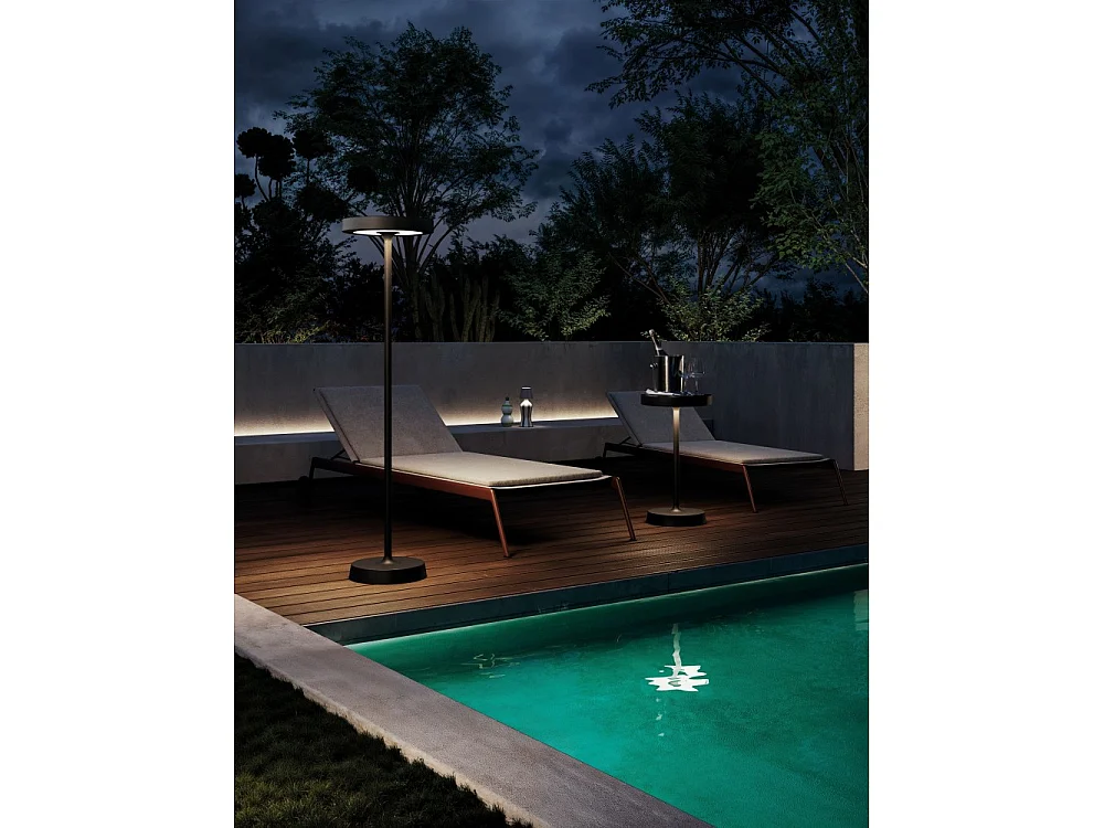 Barbell Solar RF - 65W Solar Genopladelig LED Gulvlampe - Udendørs Gulvlampe, 3 Højder, 156-113-70cm, Sort