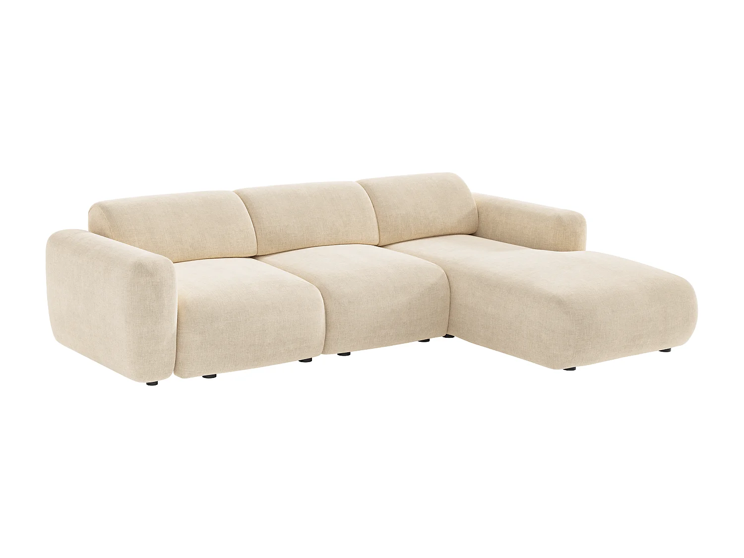 Grand canapé d'angle droit modulable en tissu beige POGNI de Maison Céphy