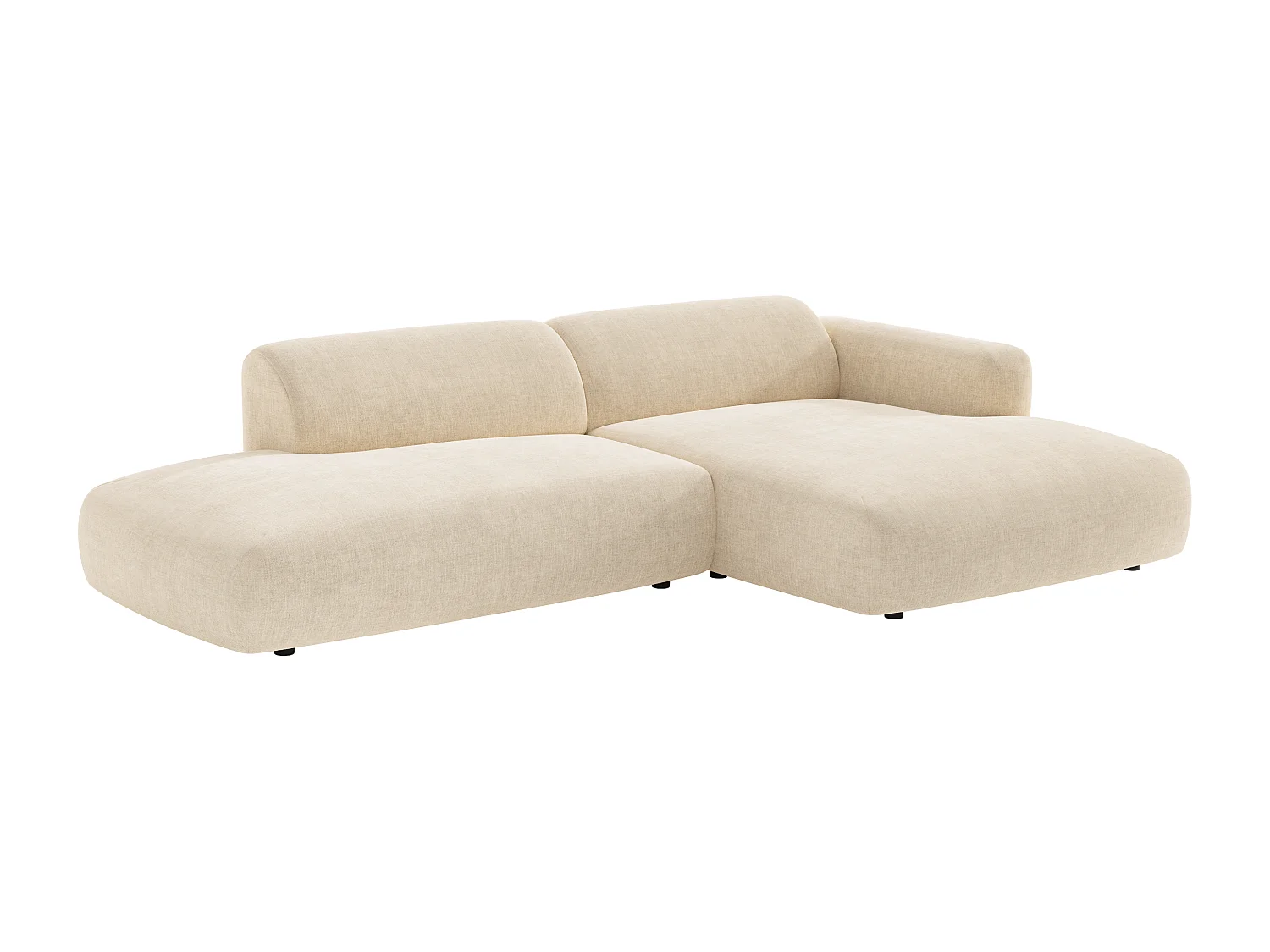 Canapé d'angle droit ouvert modulable en tissu beige POGNI de Maison Céphy