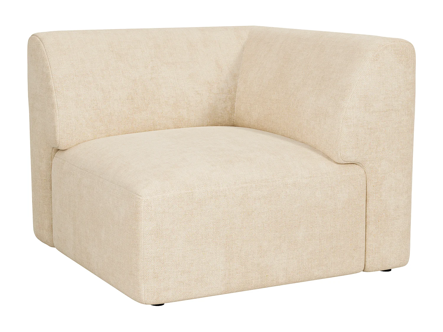 Grand canapé d'angle modulable avec dossier méridienne en tissu beige POGNI de Maison Céphy