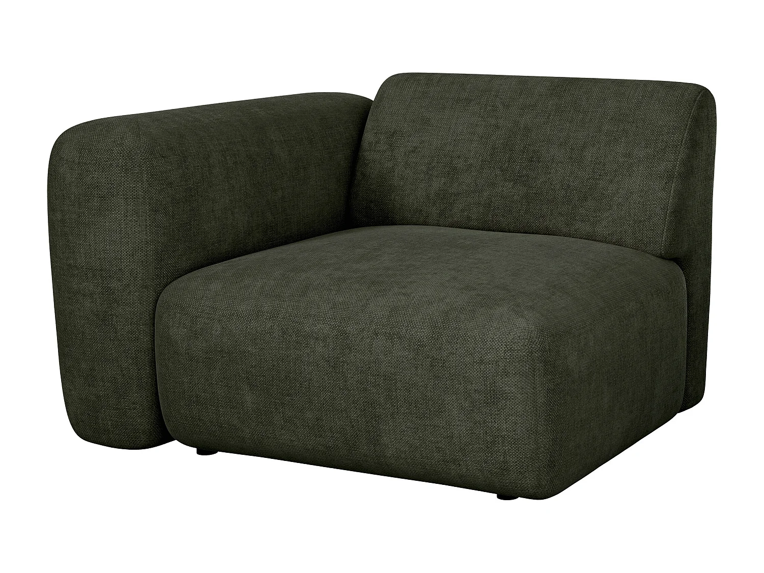 Grand canapé d'angle droit modulable en tissu vert POGNI de Maison Céphy