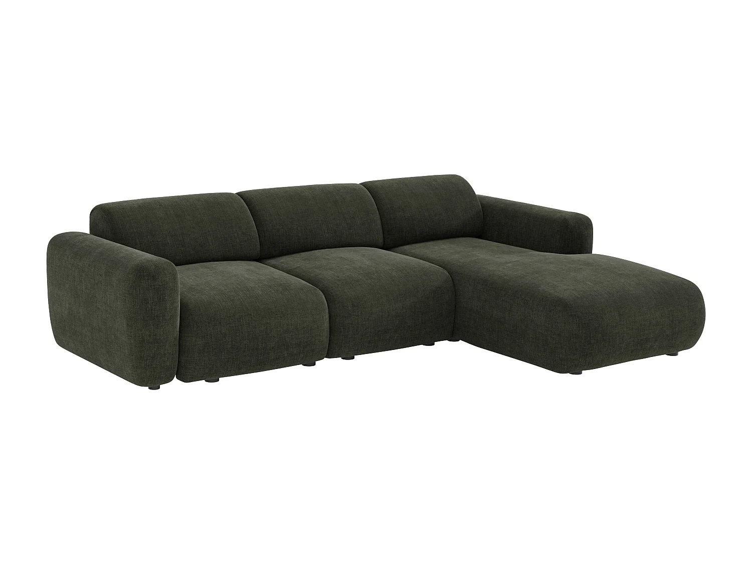 Grand canapé d'angle droit modulable en tissu vert POGNI de Maison Céphy
