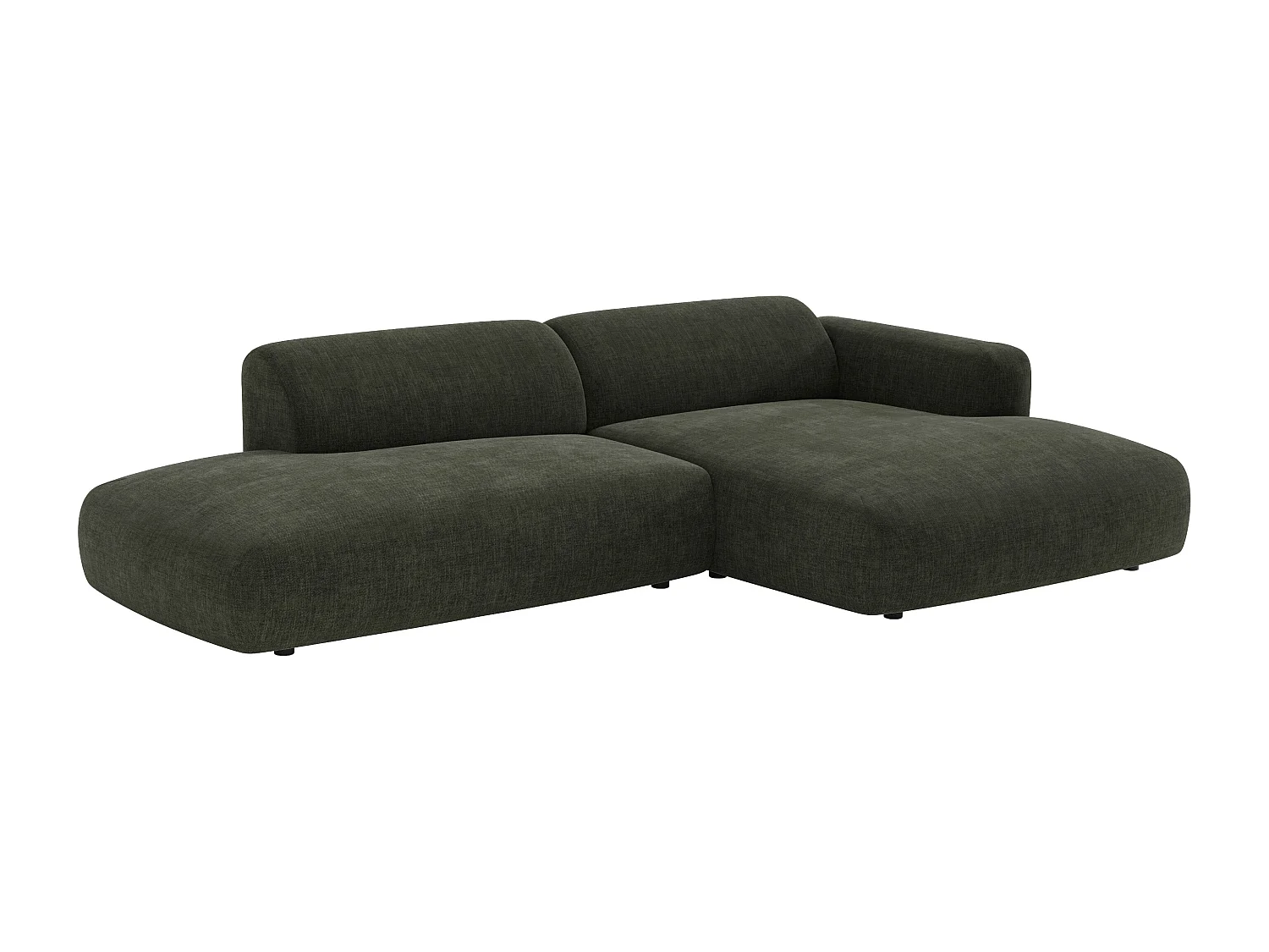 Canapé d'angle droit ouvert modulable en tissu vert POGNI de Maison Céphy