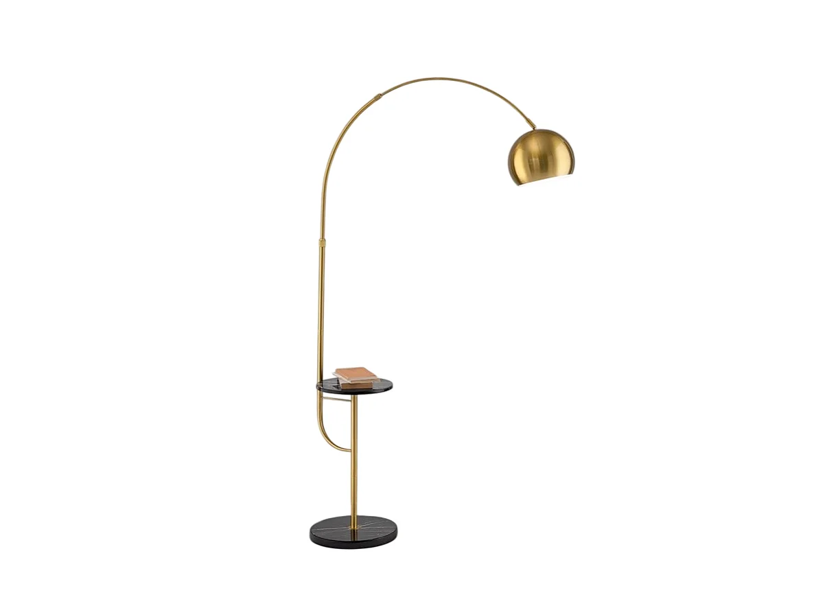 Tableau - Lampa podłogowa LED w kolorze mosiądzu polerowanego 1xE27 MAX 60W, wys. 192 cm, regulowana wysokość 180° - Perenz