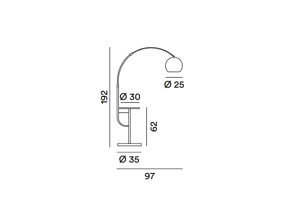 Tableau - LED-gulvlampe i poleret messing 1xE27 MAX 60W, H.192 cm, 180° justerbar højde - Perenz