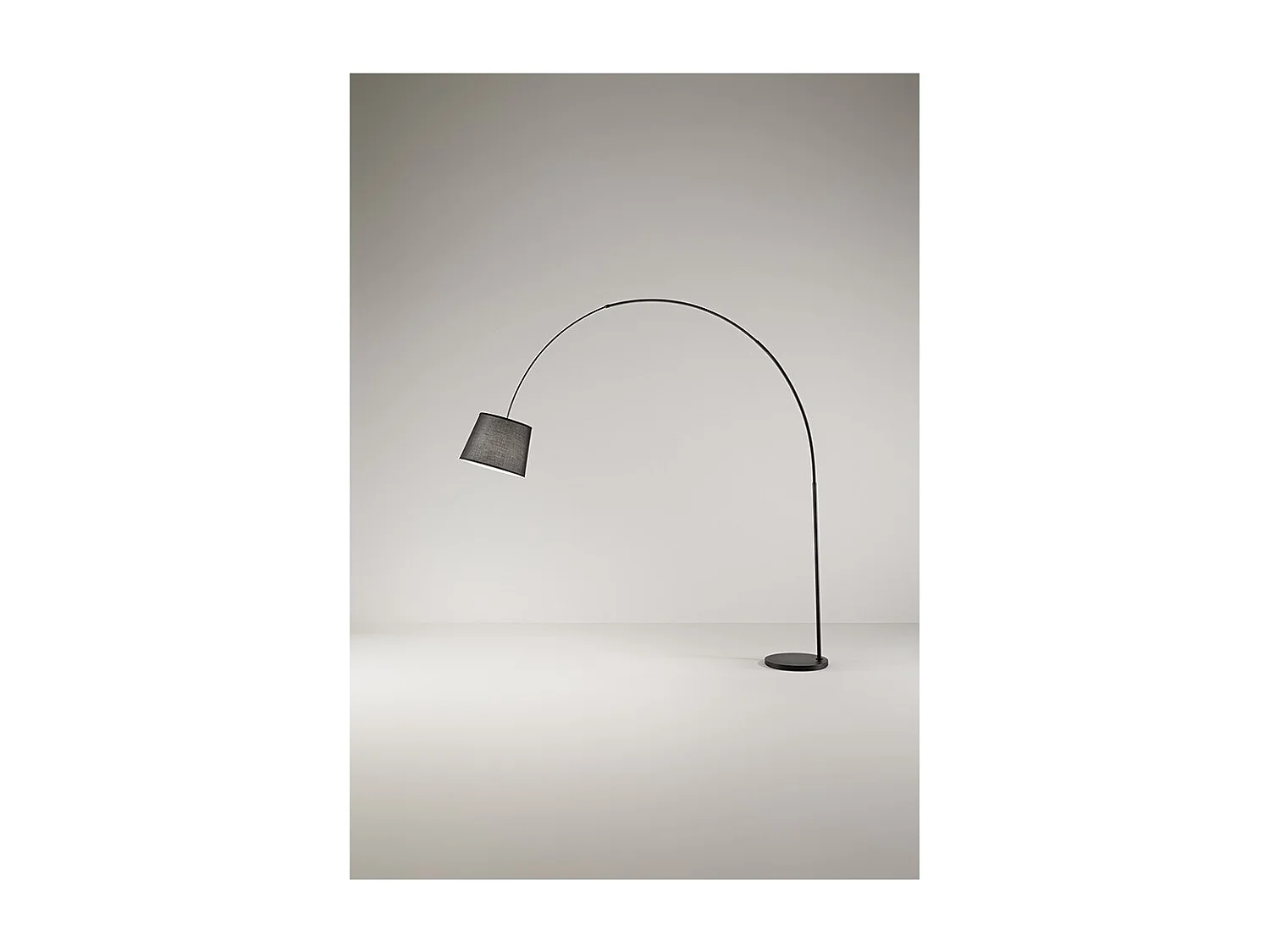Arche - Curved LED metal floor lamp 1xE27 MAX 60W, H.230 cm, 180° adjustable head, Black - Perenz