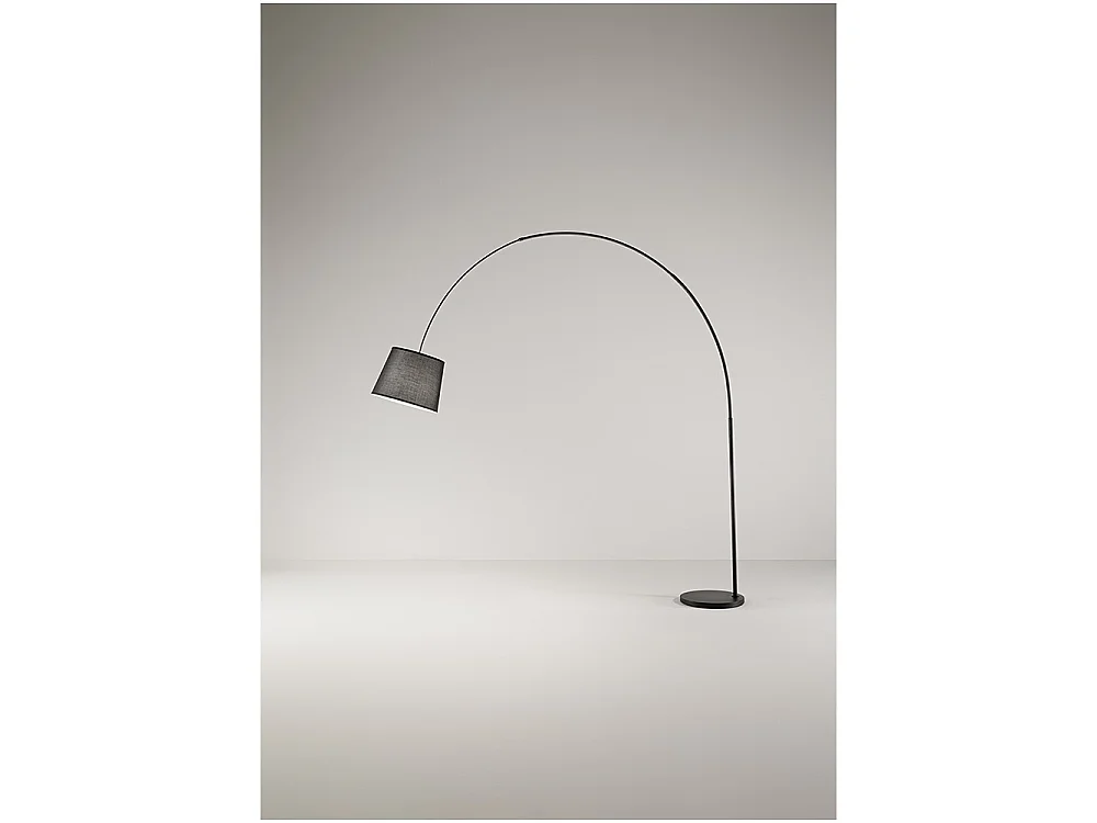 Arche - Buet LED metal gulvlampe 1xE27 MAX 60W, H.230 cm, 180° justerbart lampehoved, Sort - Perenz