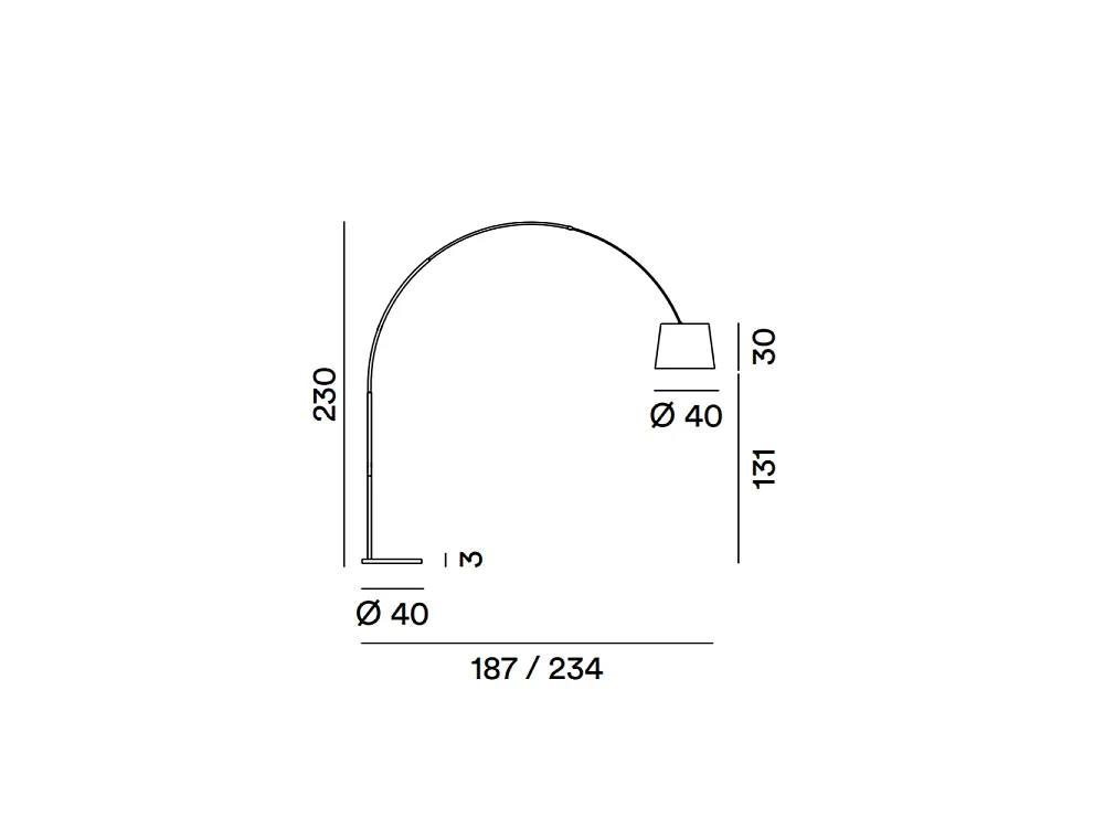 Arche - Buet LED metal gulvlampe 1xE27 MAX 60W, H.230 cm, 180° justerbart lampehoved, Sort - Perenz