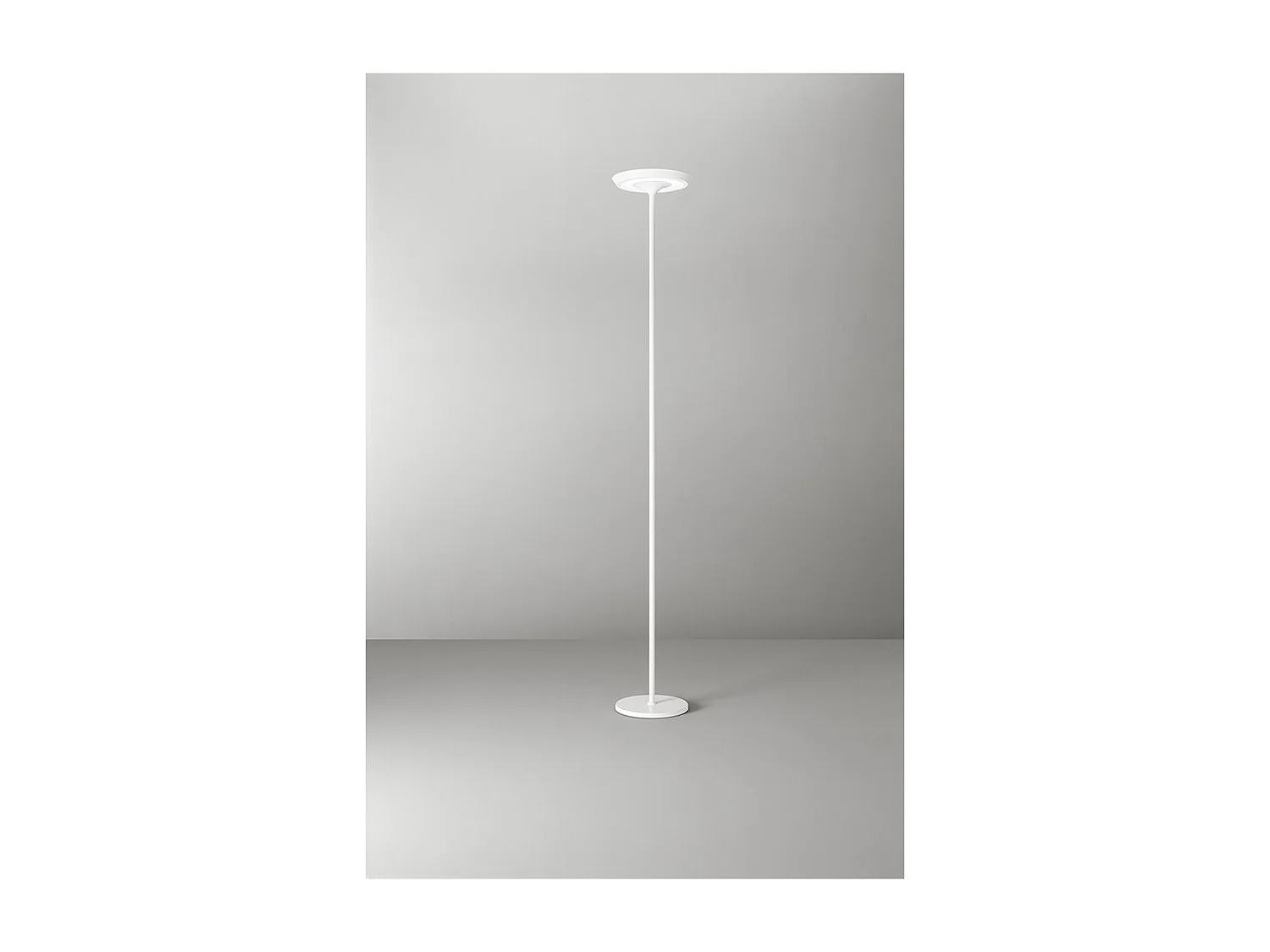 Balance - metalowa lampa podłogowa LED 25W, 3000K, wys. 180 cm, 2376 lm, włącznik/wyłącznik i ściemniacz nożny, biała - Perenz
