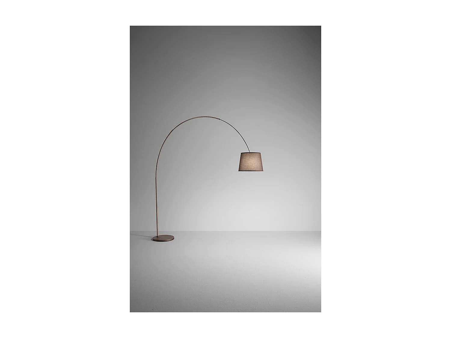 Arche - Curved LED metal floor lamp 1xE27 MAX 60W, H.230 cm, 180° adjustable head, Brown Metal - Perenz