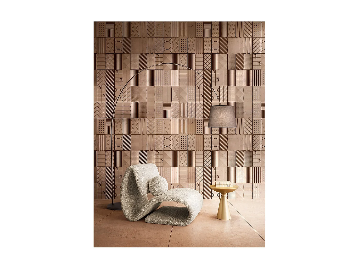 Arche - Curved LED metal floor lamp 1xE27 MAX 60W, H.230 cm, 180° adjustable head, Brown Metal - Perenz