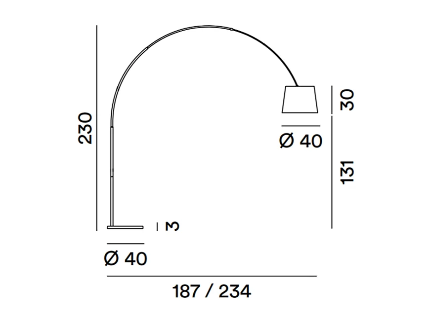Arche - Curved LED metal floor lamp 1xE27 MAX 60W, H.230 cm, 180° adjustable head, Brown Metal - Perenz