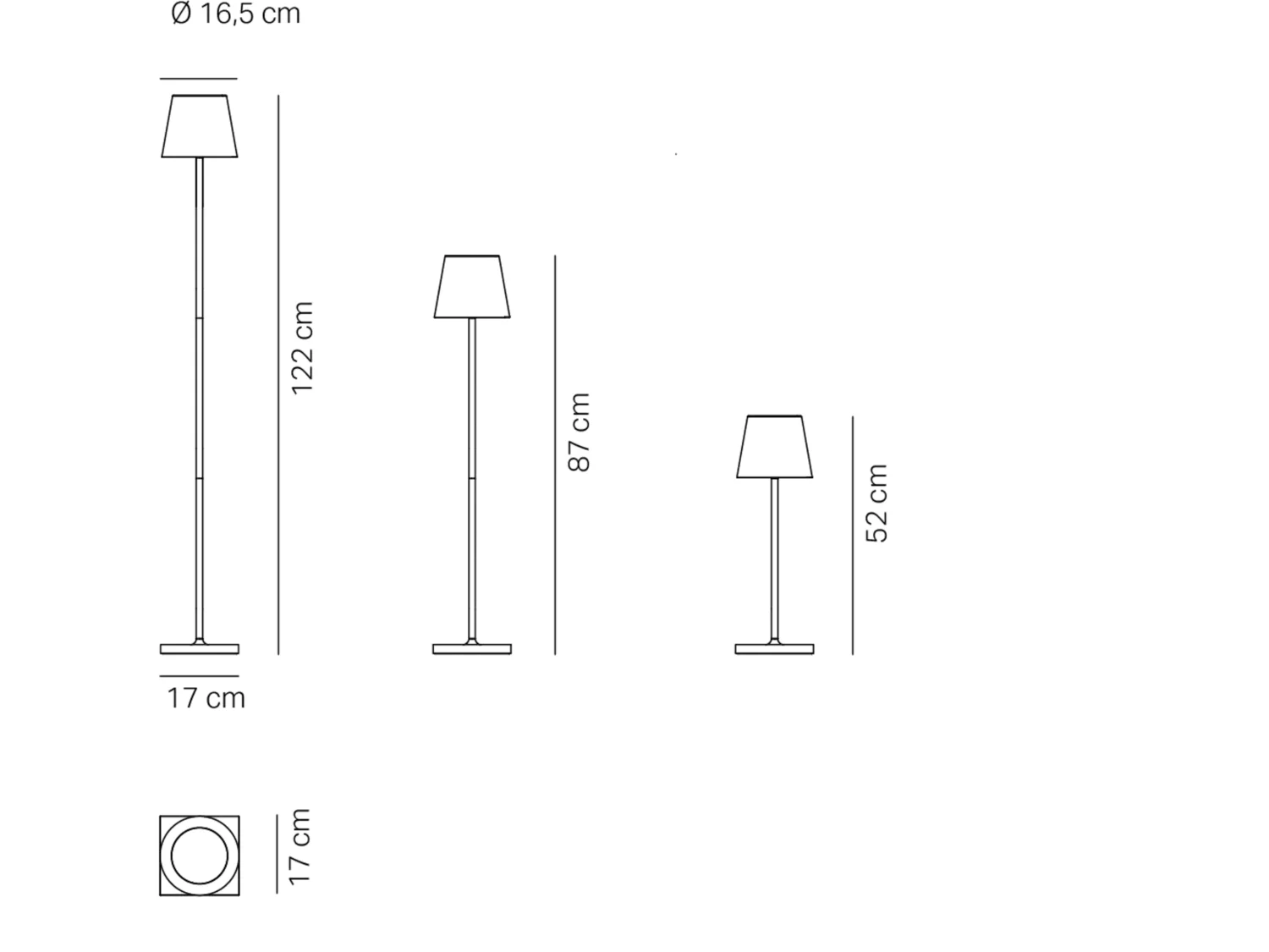 Saffron Poldina Pro L Corten LED-lampe genopladelig og dæmpbar med batteri op til 12 timer - 2200-2700-3000K 3 højder 52-87-122cm