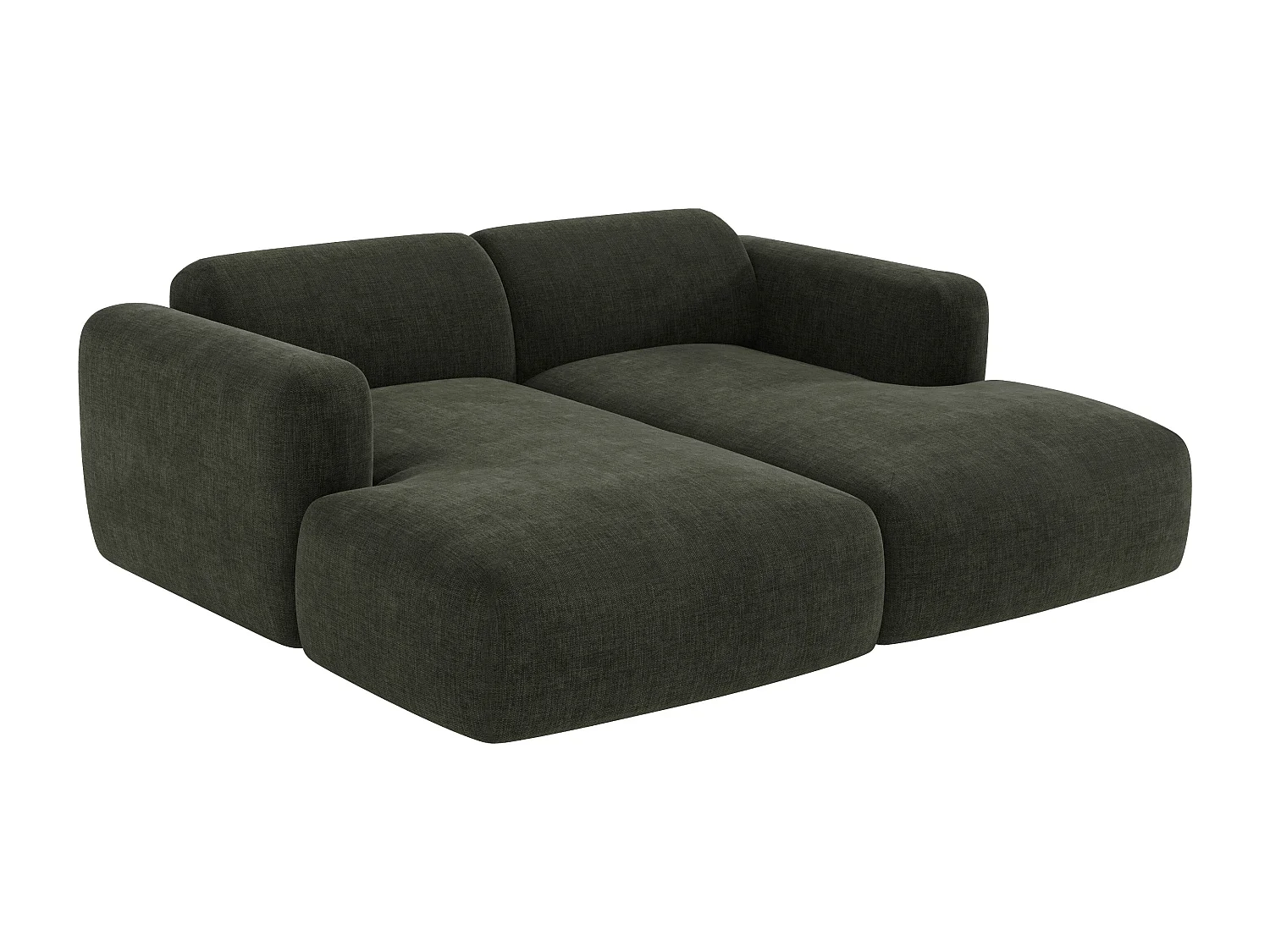 Canapé 2 places assise profonde modulable en tissu vert POGNI de Maison Céphy