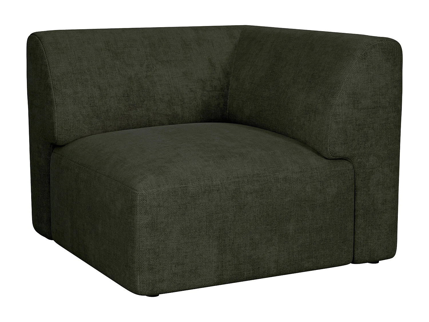 Grand canapé d'angle modulable avec dossier méridienne en tissu vert POGNI de Maison Céphy