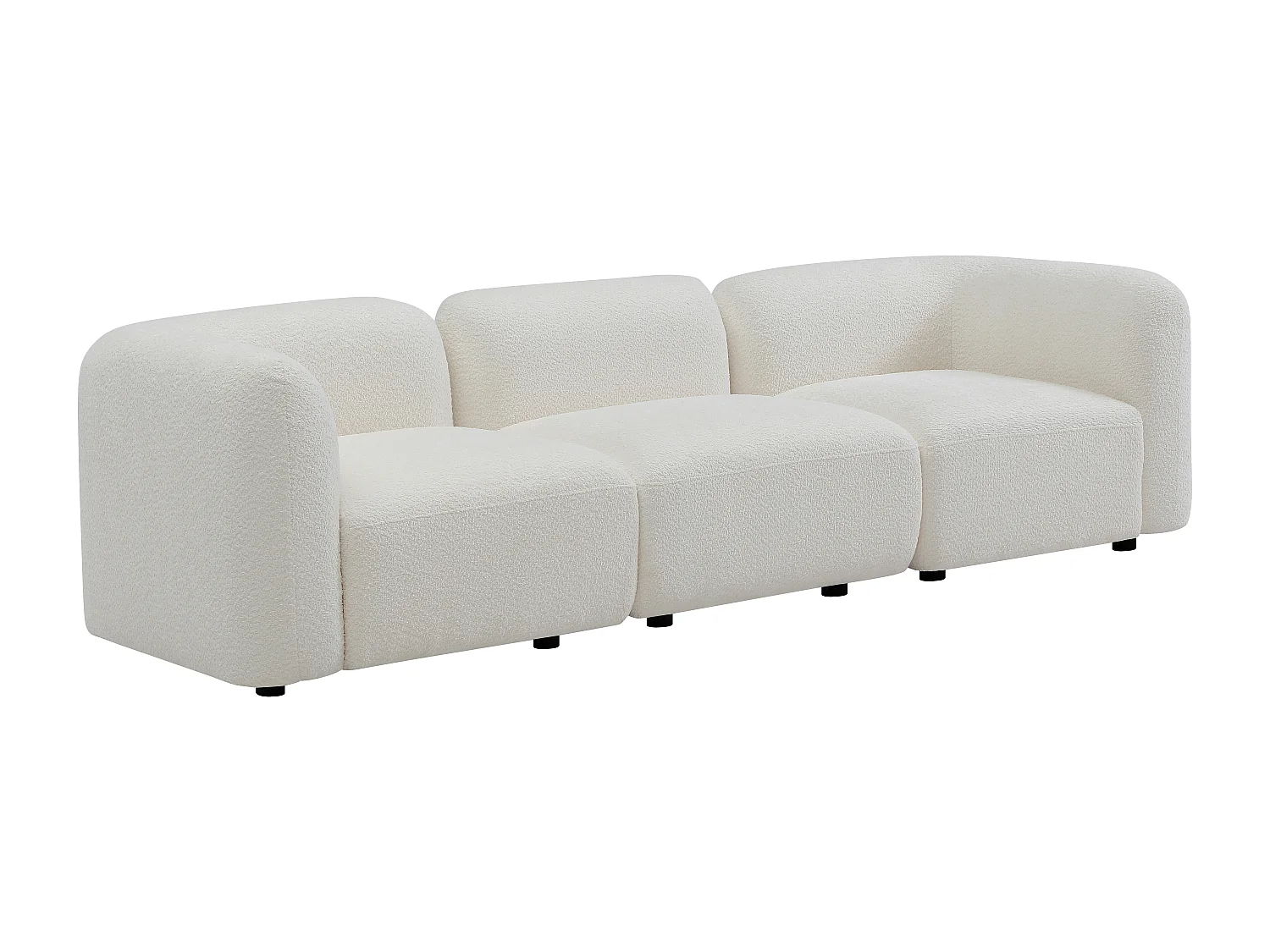 Canapé 3 places modulable en tissu bouclette blanc cassé DANEPI