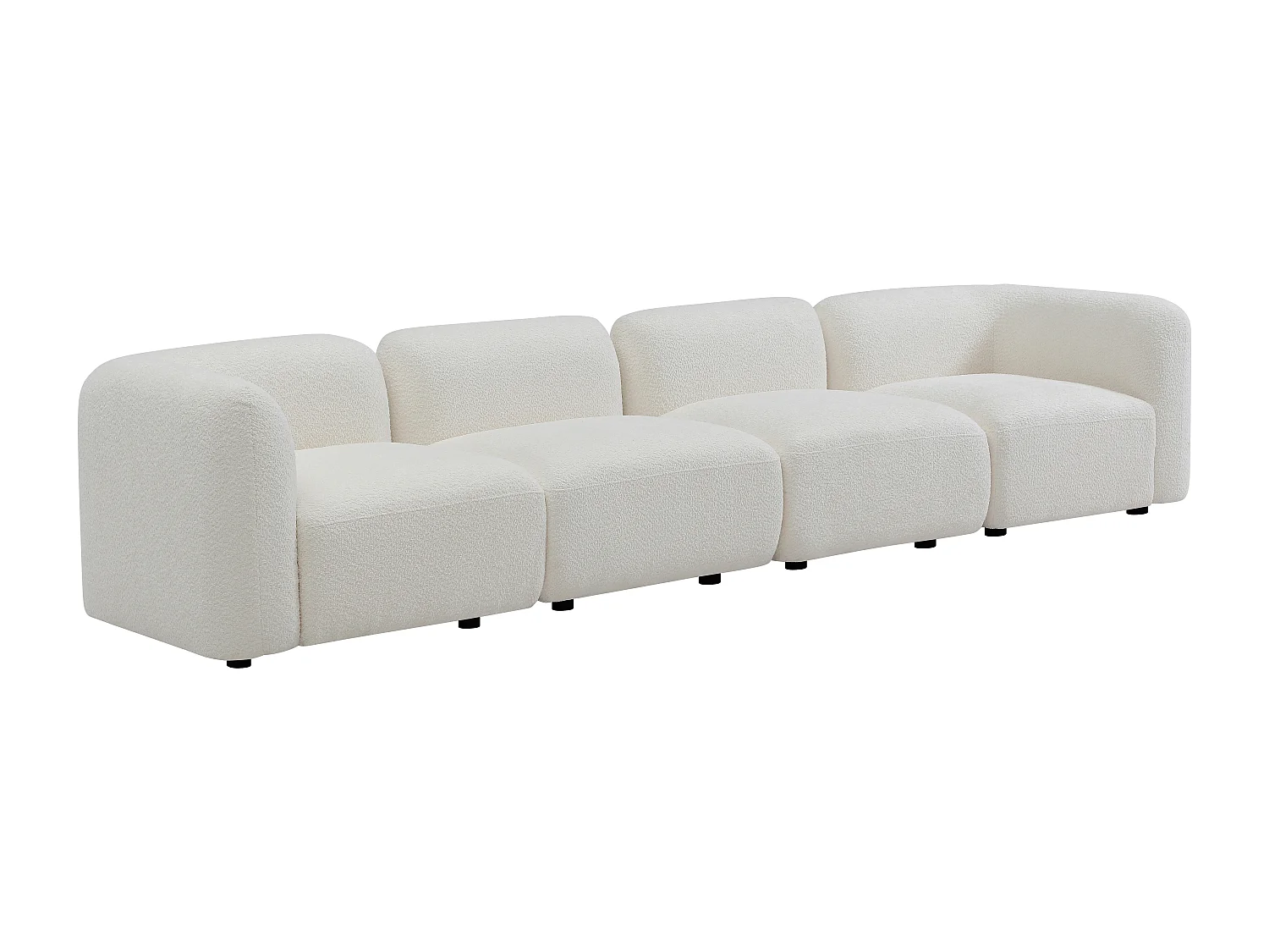 Canapé 5 places modulable en tissu bouclette blanc cassé DANEPI