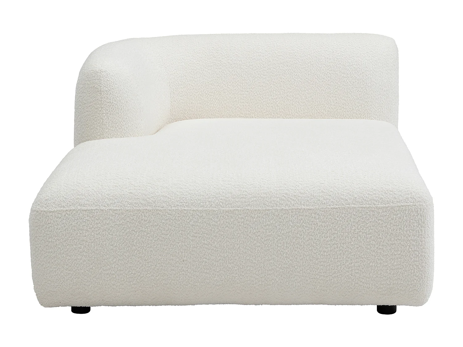 Canapé d'angle panoramique en tissu bouclette blanc cassé DANEPI