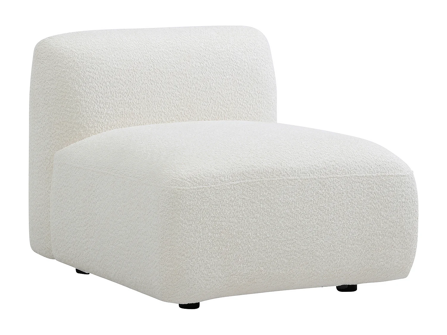 Canapé d'angle panoramique en tissu bouclette blanc cassé DANEPI